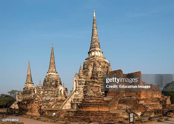 Three chedis, stupas at Wat Phra Si Sanphet, Ayutthaya, Thailand.