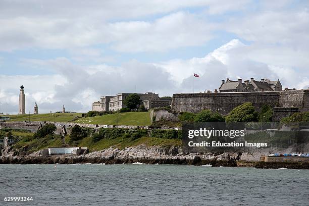 The Royal Citadel On Plymouth Hoe Devon Uk, The Royal Citadel On Plymouth Hoe In Devon England Seen Across Plymouth Sound Is Home To The Commando...