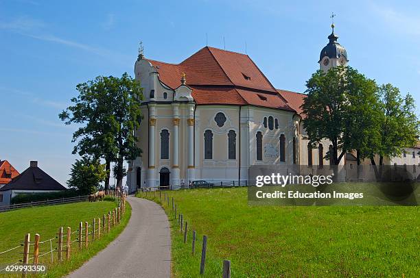 Wieskirche, Wies church, Wies, Near Steingaden, UNESCO World Heritage Site, Romantic Road, Romantische Strasse, Upper Bavaria, Bavaria, Germany,...