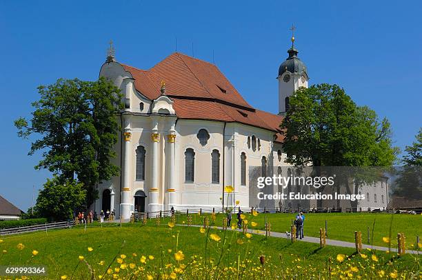 Wieskirche, Wies church, Wies, Near Steingaden, UNESCO World Heritage Site, Romantic Road, Romantische Strasse, Upper Bavaria, Bavaria, Germany,...