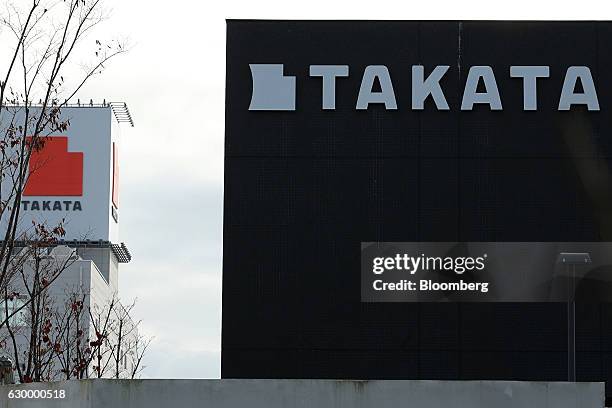 Signage for Takata Corp. Are displayed at the company's Echigawa plant in Echigawa, Shiga, Japan, on Friday, Nov. 25, 2016. Takata's selection of a...