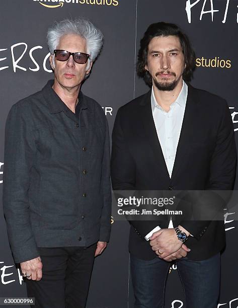 Director Jim Jarmusch and Adam Driver attend the "Paterson" New York screening at Landmark Sunshine Cinema on December 15, 2016 in New York City.