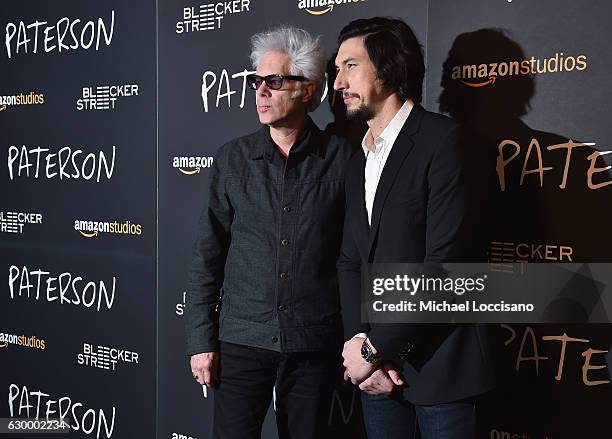 Director Jim Jarmusch and actor Adam Driver attend the New York screening of "Paterson" at Landmark Sunshine Cinema on December 15, 2016 in New York...