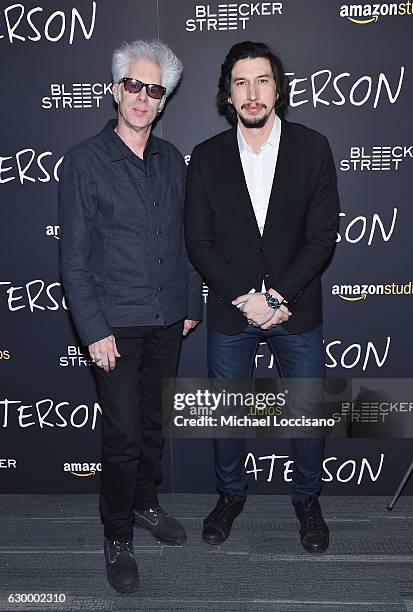 Director Jim Jarmusch and actor Adam Driver attend the New York screening of "Paterson" at Landmark Sunshine Cinema on December 15, 2016 in New York...