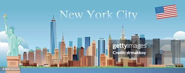 stockillustraties, clipart, cartoons en iconen met new york city skyline - empire state building