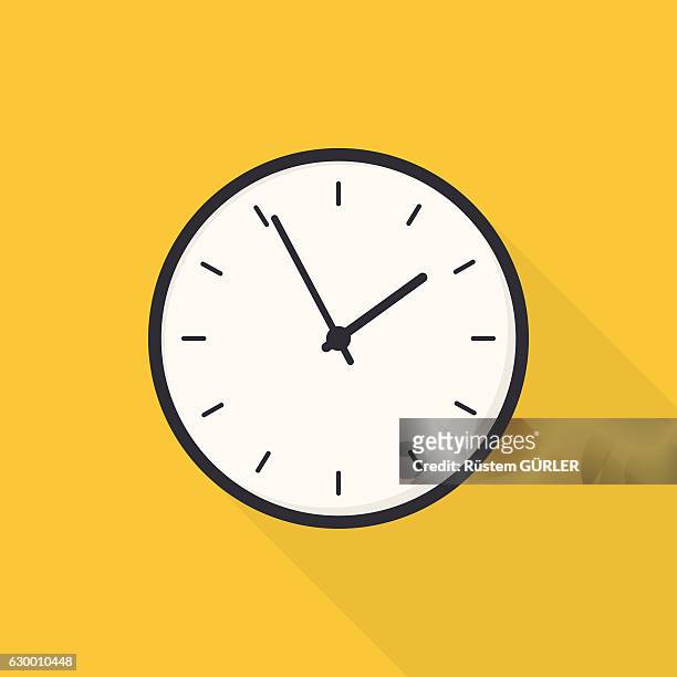 flat clock - clock icon stock illustrations