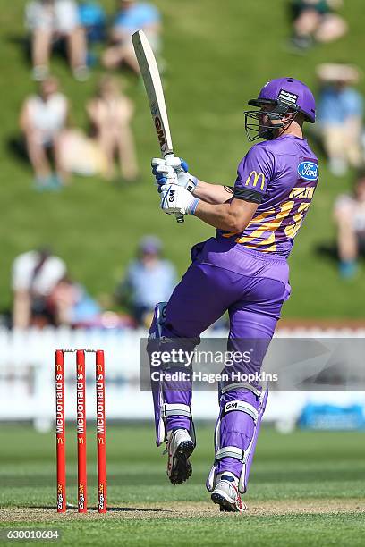 Peter Fulton of the Kings bats during the McDonalds Super Smash T20 match between Wellington Firebirds and Canterbury Kings at Basin Reserve on...