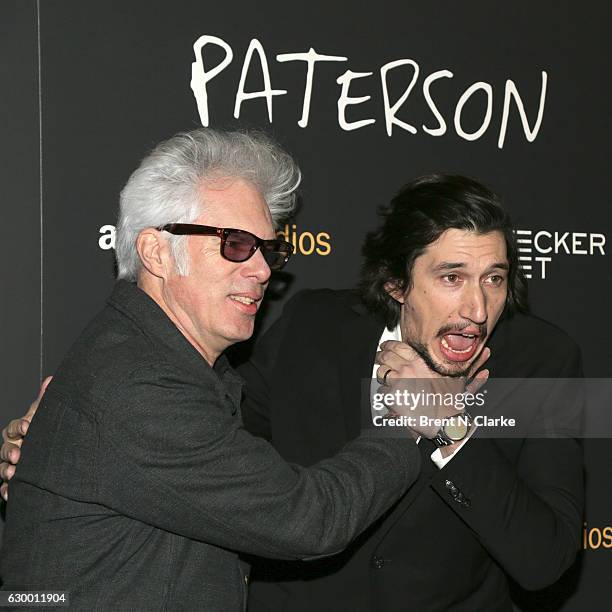 Director Jim Jarmusch and actor Adam Driver attend the "Paterson" New York screening held at the Landmark Sunshine Cinema on December 15, 2016 in New...