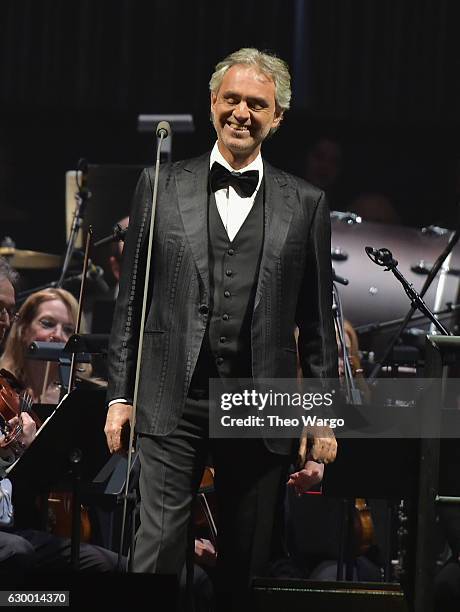 Andrea Bocelli performs at Madison Square Garden on December 15, 2016 in New York City.