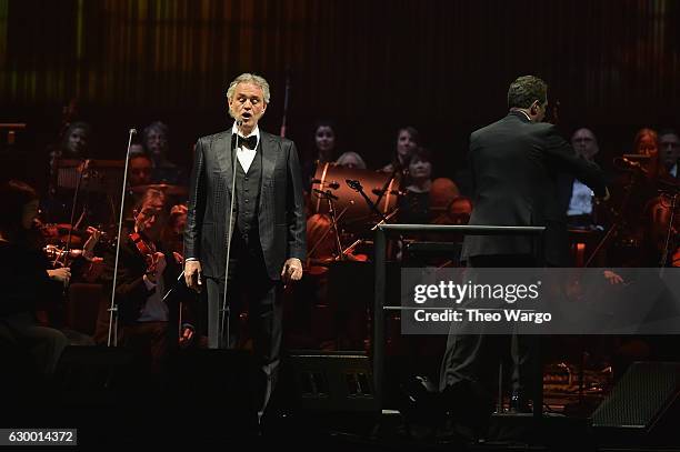 Andrea Bocelli performs at Madison Square Garden on December 15, 2016 in New York City.