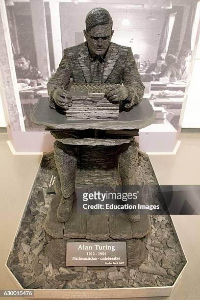 Statue of Alan Turing, Bletchley Park, London, England.