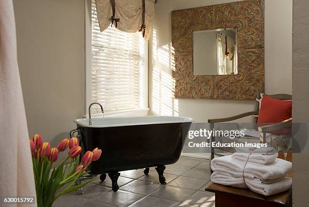 Romantic view of claw foot tub, Fife & Drum Inn, Williamsburg, VA.