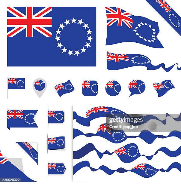 cook islands flag set - cook islands stock illustrations