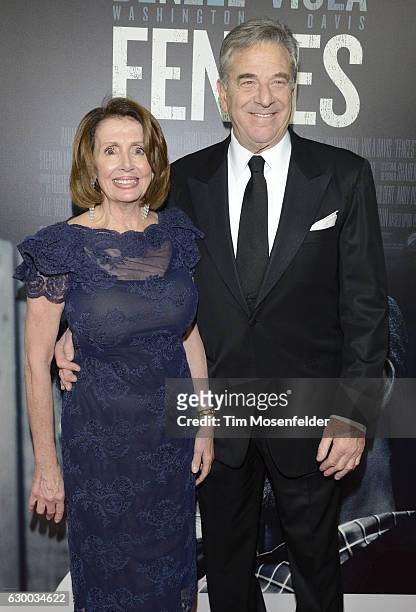 Congresswoman Nancy Pelosi and husband Paul Pelosi attend the premiere of Paramount Pictures' "Fences" at Curran Theatre on December 15, 2016 in San...