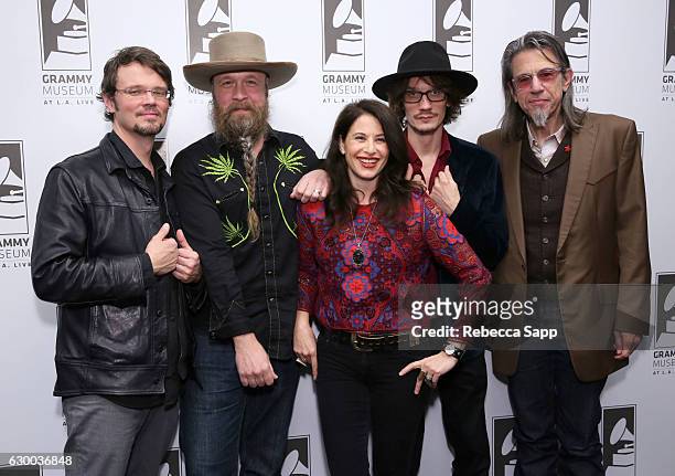 Musicians Luther Dickinson, Doug Graham and Alyssa Graham of The Grahams and Cody Dickinson with Vice President of the GRAMMY Foundation Scott...