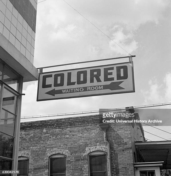 Segregation Sign at Greyhound Bus Terminal on Trip from Louisville, Kentucky, to Memphis, Tennessee, USA, Esther Bubley for Office of War...