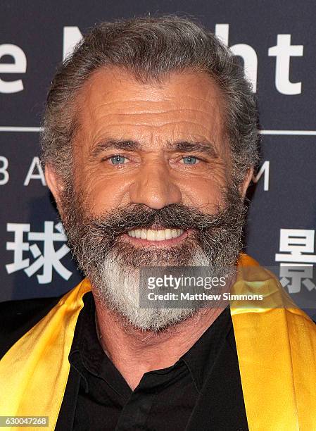 Director Mel Gibson poses in the press room at the 21st Annual Huading Global Film Awards at The Theatre at Ace Hotel on December 15, 2016 in Los...