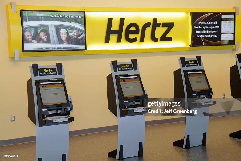 Hertz Car Rental Self Service Express kiosk.