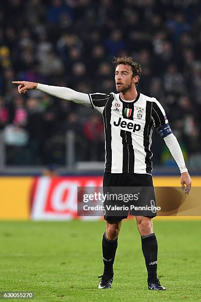 Claudio Marchisio of Juventus gestures during the UEFA Champions League Group H match between Juventus and GNK Dinamo Zagreb at Juventus Stadium on...