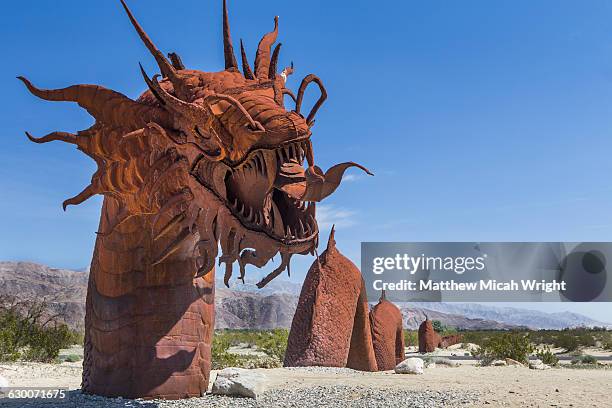 a sea serpent sculpture in the galleta meadows. - galleta stock pictures, royalty-free photos & images