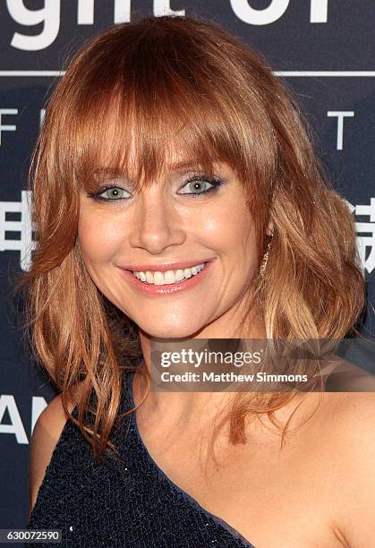 Actress Bryce Dallas Howard poses in the press room at the 21st Annual Huading Global Film Awards at The Theatre at Ace Hotel on December 15, 2016 in...