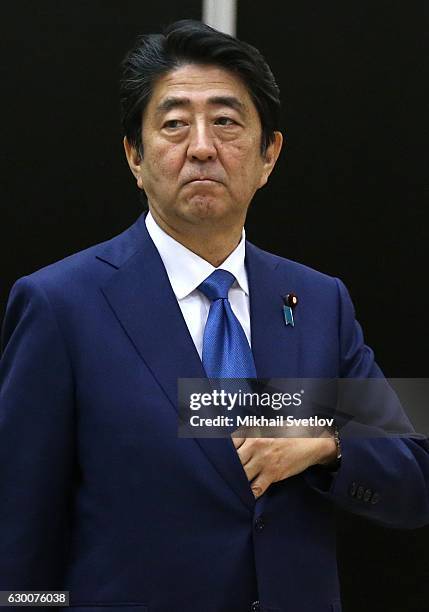 Japanese Prime Minister Shinzo Abe is seen visiting the Kodokan Judo Institute on December 2016 in Tokyo, Japan. The Russian President is on a...