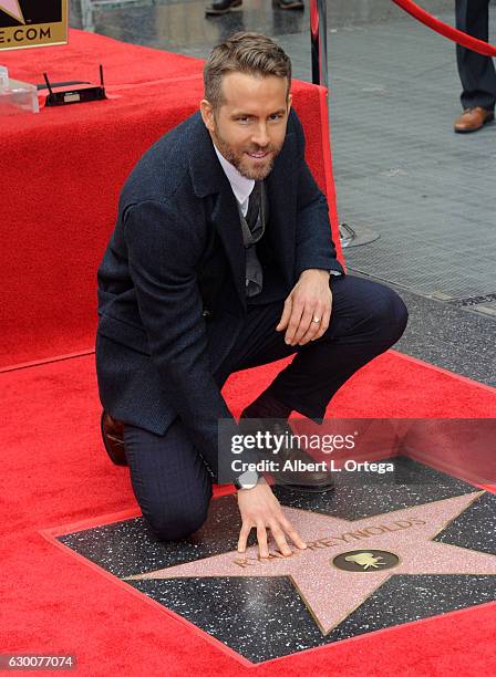 Actor Ryan Reynolds Honored With Star On The Hollywood Walk Of Fame on December 15, 2016 in Hollywood, California.