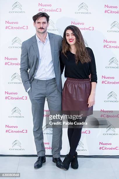 Spanish actor Sergio Mur and actress Olivia Molina present 'Soundrise by Citroen C3' at Citroen store on December 16, 2016 in Madrid, Spain.
