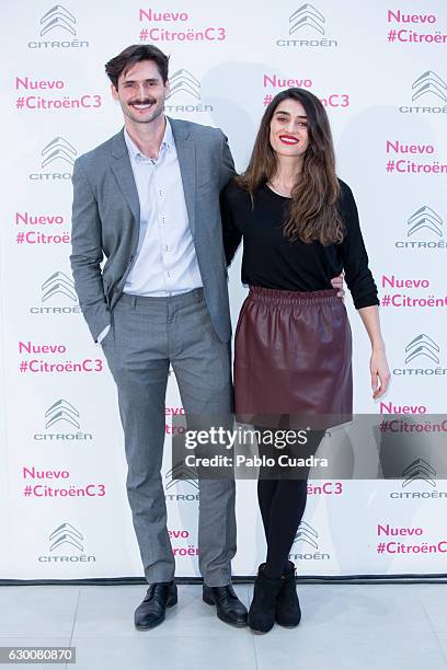 Spanish actor Sergio Mur and actress Olivia Molina present 'Soundrise by Citroen C3' at Citroen store on December 16, 2016 in Madrid, Spain.