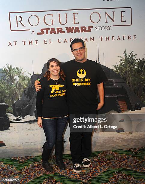 Fans at the Opening Night Celebration Of Walt Disney Pictures And Lucasfilm's "Rogue One: A Star Wars Story" At El Capitan Theatre held at the El...