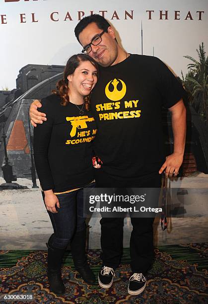 Fans at the Opening Night Celebration Of Walt Disney Pictures And Lucasfilm's "Rogue One: A Star Wars Story" At El Capitan Theatre held at the El...