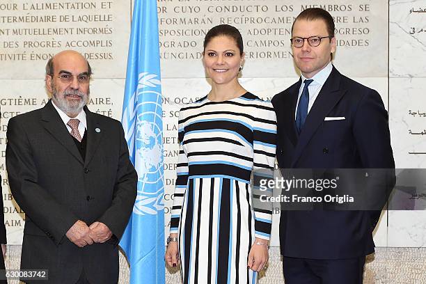 Princess Victoria of Sweden and Prince Daniel of Sweden meet FAO Director General Jose Graziano da Silva as they visit the Food and Agriculture...