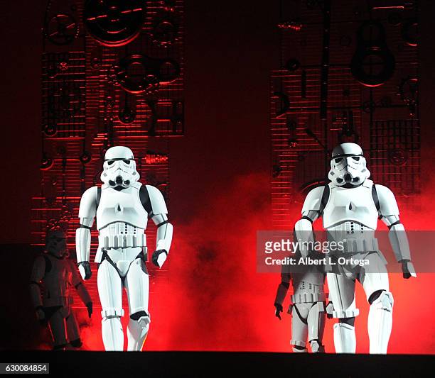 Storm Troopers at the Opening Night Celebration Of Walt Disney Pictures And Lucasfilm's "Rogue One: A Star Wars Story" At El Capitan Theatre held at...