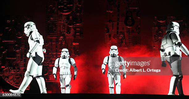 Storm Troopers at the Opening Night Celebration Of Walt Disney Pictures And Lucasfilm's "Rogue One: A Star Wars Story" At El Capitan Theatre held at...