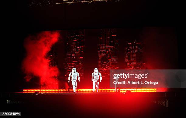 Storm Troopers at the Opening Night Celebration Of Walt Disney Pictures And Lucasfilm's "Rogue One: A Star Wars Story" At El Capitan Theatre held at...