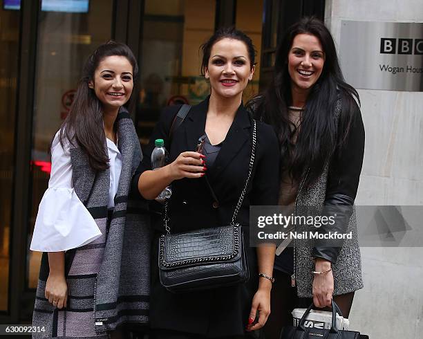 Frances Bishop, Jessica Cunningham and Grainne McCoy from The Apprentice seen at BBC Radio 2 on December 16, 2016 in London, England.