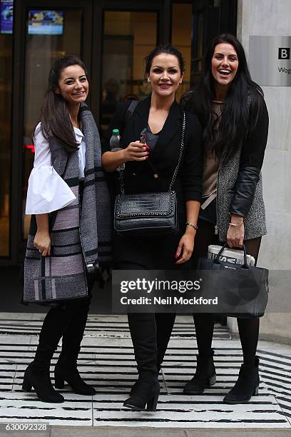 Frances Bishop, Jessica Cunningham and Grainne McCoy from The Apprentice seen at BBC Radio 2 on December 16, 2016 in London, England.