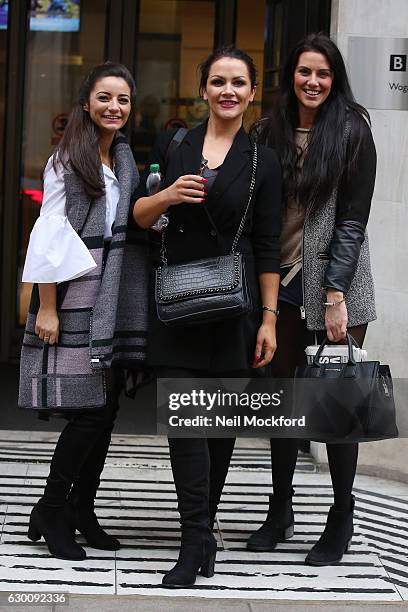 Frances Bishop, Jessica Cunningham and Grainne McCoy from The Apprentice seen at BBC Radio 2 on December 16, 2016 in London, England.