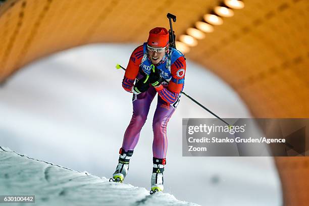 Susan Dunklee of USA takes 3rd place during the IBU Biathlon World Cup Women's Sprint on December 16, 2016 in Nove Mesto na Morave, Czech Republic.