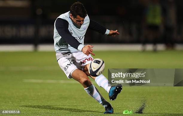 Dan Carter of Racing 92 is seen during the warm prior to the European Rugby Champions Cup match between Glasgow Warriors and Racing 92 at Scotstoun...