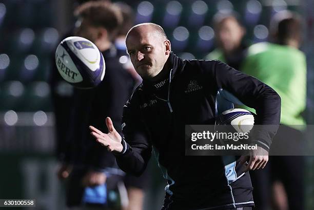 Gregor Townsend is seen during the warm prior to the European Rugby Champions Cup match between Glasgow Warriors and Racing 92 at Scotstoun stadium...