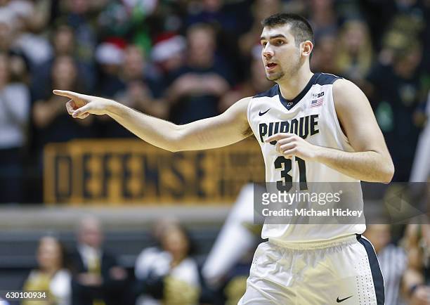 Dakota Mathias of the Purdue Boilermakers is seen during the game against the Cleveland State Vikings at Mackey Arena on December 10, 2016 in West...