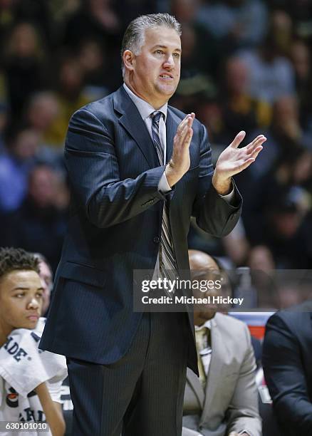 Head coach Matt Painter of the Purdue Boilermakers is seen during the game against the Cleveland State Vikings at Mackey Arena on December 10, 2016...