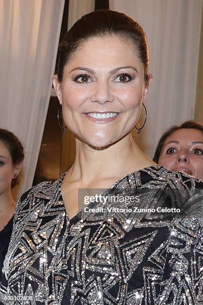 Princess Victoria of Sweden attends a party honouring the Swedish Crown Couple and Minister Ekstrom in Milan on December 16, 2016 in Milan, Italy.