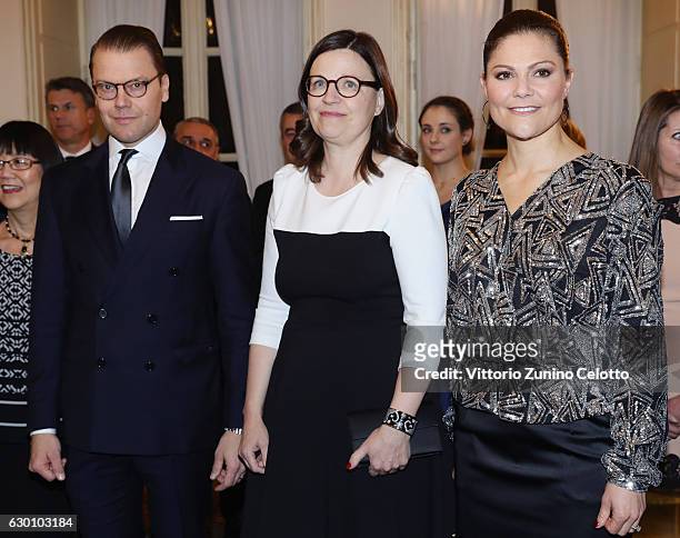 Prince Daniel of Sweden, Minister for Upper Secondary School and Adult Education and Training Anna Ekström and Princess Victoria of Sweden attend a...