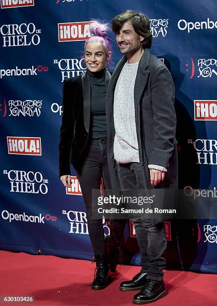 Beatriz Matallana and Gelete Nieto attends to the photographers in 'El Circo De Hielo' Madrid Premiere on December 16, 2016 in Madrid, Spain.