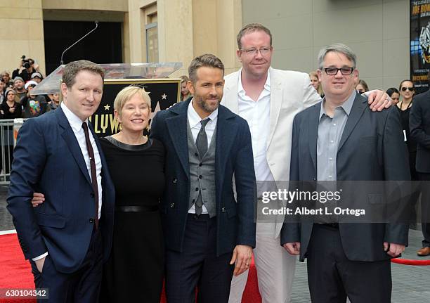 Actor Ryan Reynolds with mother and brothers at Ryan Reynolds' Star Ceremony On The Hollywood Walk Of Fame on December 15, 2016 in Hollywood,...