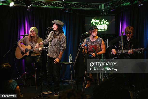 Adam Slack, Luke Spiller, Gethin Davies and Jed Elliott of The Struts perform at the Radio 104.5 Performance Theater December 16, 2016 in Bala...