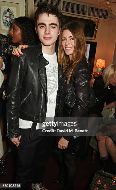 Lennon Gallagher and Sara Macdonald attend the LOVE Christmas Party hosted by Katie Grand and Poppy Delevingne at George on December 16, 2016 in...