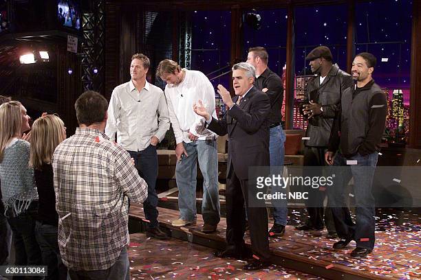 Episode 2806 -- Pictured: Professional baseball players Alan Embree, Derek Lowe, Mike Timlin, David Oritz and Dave Roberts during an interview with...